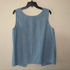 Gap sleeveless denim top with split back